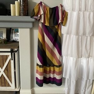 VICI Strapless Maxi Dress Multi Stripes